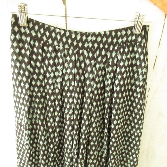 Anthropologie HD In Paris Skirted Pants 0 Black Green Geometric Midi - Picture 2 of 6